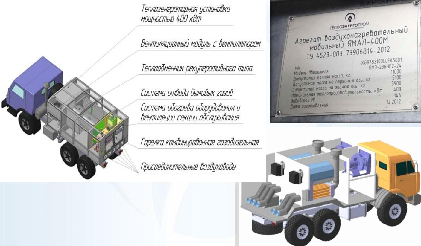 Конструкция агрегатов воздухонагревательных мобильных